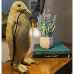 Antique Gold Resin Penguin Bird Large Quirky Animal Table Lamp 50cm