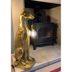 Antique Gold Resin Seated Dog Hound Quirky Animal Large Floor Lamp 81cm