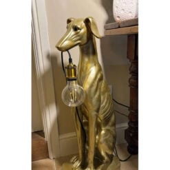 Antique Gold Resin Seated Dog Hound Quirky Animal Large Floor Lamp 81cm