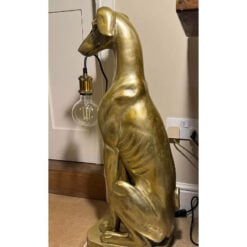 Antique Gold Resin Seated Dog Hound Quirky Animal Large Floor Lamp 81cm