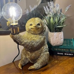 Antique Gold Resin Sloth Quirky Animal Table Lamp 30cm