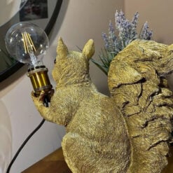 Antique Gold Resin Squirrel Quirky Animal Table Lamp 34cm