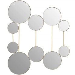 Art Deco 10 Piece Circular Gold Metal Large Wall Mirror 105cm