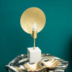 Art Deco Brushed Brass Gold And White Marble Table Desk Lamp 47cm