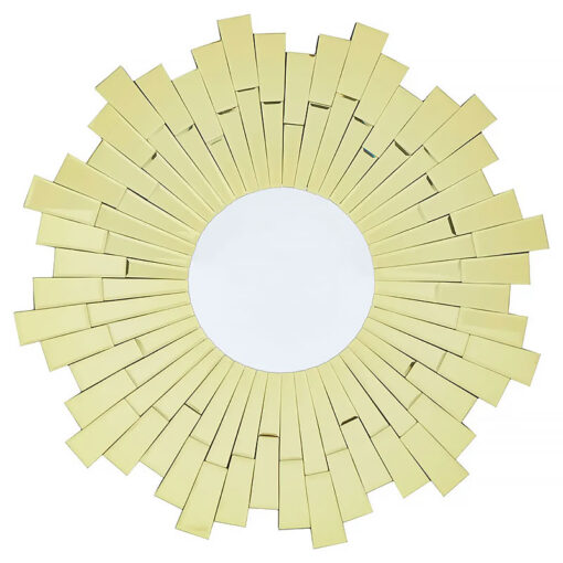 Art Deco Gold Glass Large Sunburst Wall Mirror 80cm