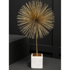 Art Deco Gold Metal And White Marble Starburst Sculpture Home Decor 64cm