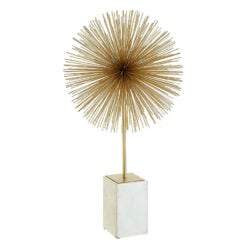 Art Deco Gold Metal And White Marble Starburst Sculpture Home Decor 64cm