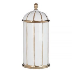 Art Deco White And Gold Ceramic Large Ginger Jar With Lid 35cm