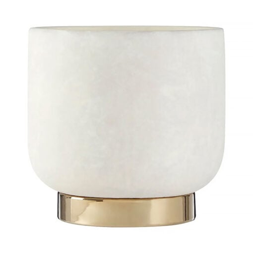 Art Deco White Ceramic And Gold Metal Planter 19cm Home Decor Accessory