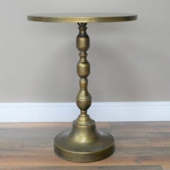 Boho Antique Gold Metal Tall Side End Display Table 67cm