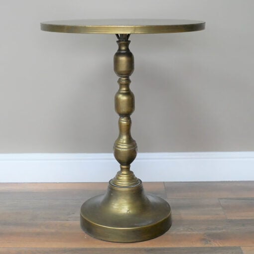 Boho Antique Gold Metal Tall Side End Display Table 67cm