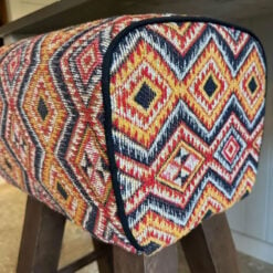 Boho Aztec Print Fabric And Solid Wood Pommel Horse Bar Stool