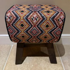 Boho Aztec Print Fabric And Solid Wood Pommel Horse Stool Footstool