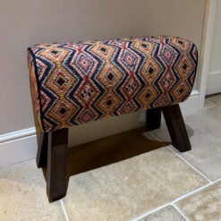 Boho Aztec Print Fabric And Wood Pommel Horse Bedroom Hallway Bench 64cm