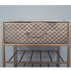 Copper Rose Gold Metal 1 Drawer Wine Rack Bar Cabinet