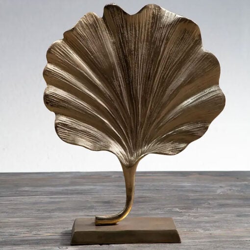 Gold Metal Ginkgo Leaf Sculpture Home Decoration Accessory 28cm