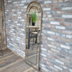 Gold Metal Panelled Arched Window Full Size Floor Wall Mirror 180cm