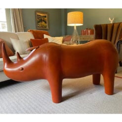 Handmade Leather Huge Rhino Character Animal Stool Footstool 144cm