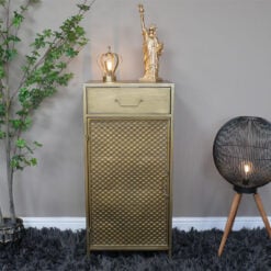 Industrial Gold Metal 1 Door 1 Drawer Tall Cabinet Sideboard