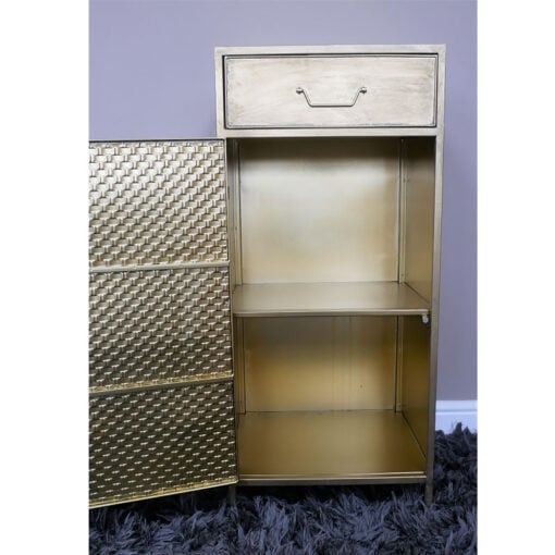 Industrial Gold Metal 1 Door 1 Drawer Tall Cabinet Sideboard