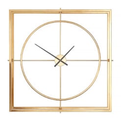 Industrial Large Skeleton Square Gold Metal Wall Clock 103cm