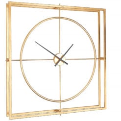 Industrial Large Skeleton Square Gold Metal Wall Clock 103cm