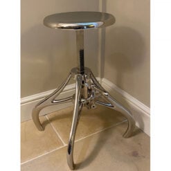 Industrial Silver Aluminium Metal Heigh Adjustable Stool Side Table