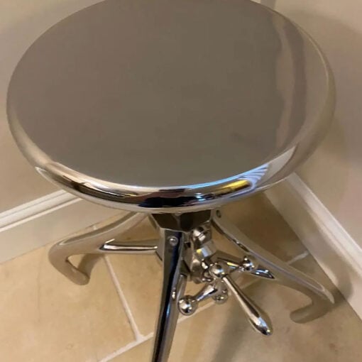 Industrial Silver Aluminium Metal Heigh Adjustable Stool Side Table