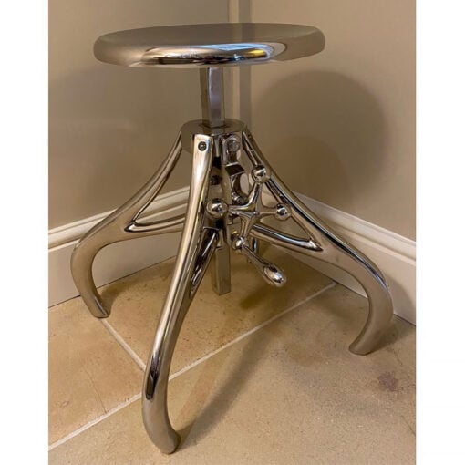 Industrial Silver Aluminium Metal Heigh Adjustable Stool Side Table