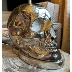 Industrial Silver Aluminium Metal Skull Head Table Lamp 49cm