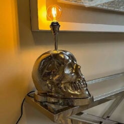 Industrial Silver Aluminium Metal Skull Head Table Lamp 49cm