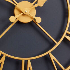 Industrial Skeleton Round Gold Metal Wall Clock 56cm