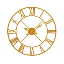 Industrial Skeleton Round Gold Metal Wall Clock 56cm