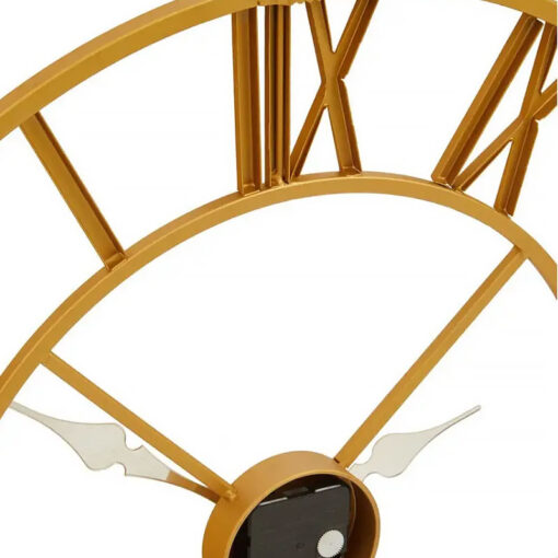 Industrial Skeleton Round Gold Metal Wall Clock 56cm