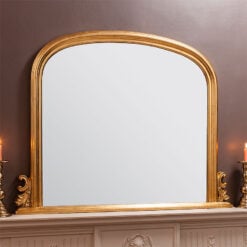 Louis French Country Gold Ornate Arched Over Mantle Mirror 118cm