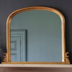 Louis French Country Gold Ornate Arched Over Mantle Mirror 118cm