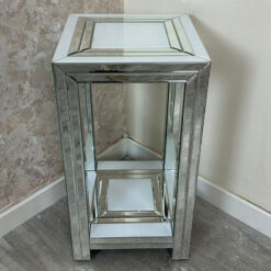 Madison White Glossy Glass And Mirrored Glass 2 Tier Side Table 66cm