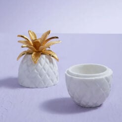 Pineapple Gold And White Marble Storage Ginger Jar With Lid 15cm