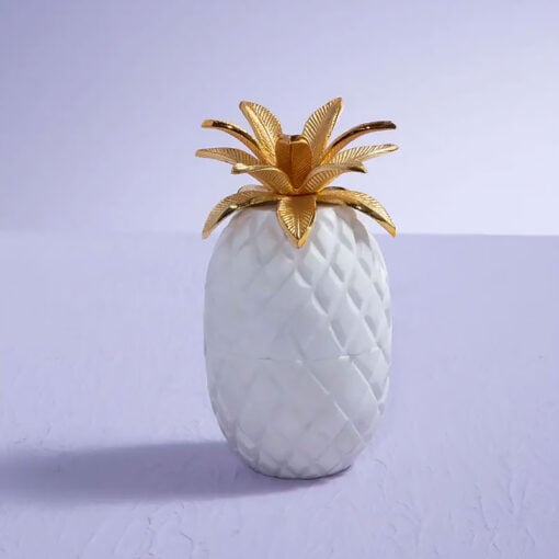 Pineapple Gold And White Marble Storage Ginger Jar With Lid 15cm