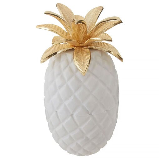 Pineapple Gold And White Marble Storage Ginger Jar With Lid 15cm