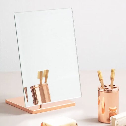 Rose Gold Metal And Mirrored Glass Vanity Table Mirror