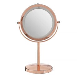 Rose Gold Metal LED Vanity Table Mirror With Magnification