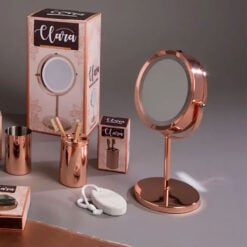 Rose Gold Metal LED Vanity Table Mirror With Magnification