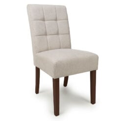 Set Of 2 Avery Natural Flax Waffle Effect Dining Chairs With Walnut Legs