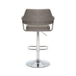 Set Of 2 Kala Charcoal Grey Faux Leather Tub Bar Stools With Silver Chrome Legs