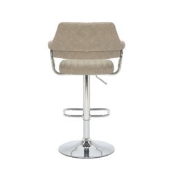 Set Of 2 Kala Mink Faux Leather Tub Bar Stools With Silver Chrome Legs