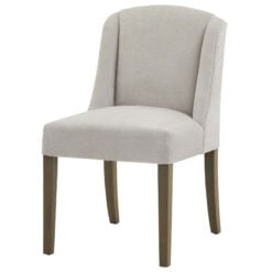 Set Of 2 Light Grey Woven Fabric Wingback Dining Chairs With Natural Wood Legs