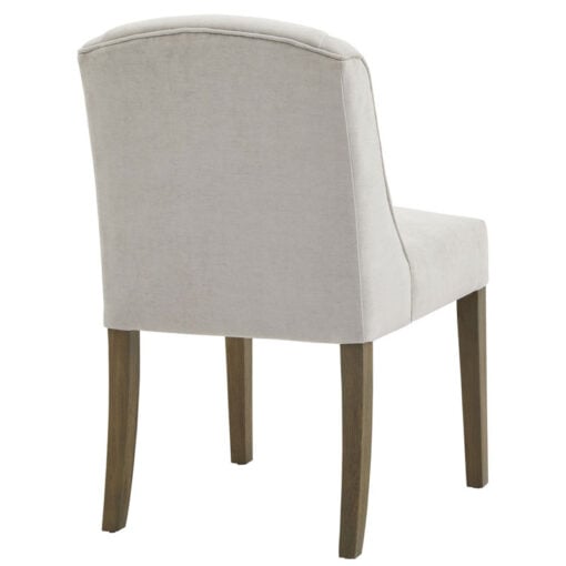 Set Of 2 Light Grey Woven Fabric Wingback Dining Chairs With Natural Wood Legs