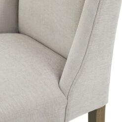 Set Of 2 Light Grey Woven Fabric Wingback Dining Chairs With Natural Wood Legs