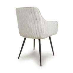 Set Of 2 Nova White Corduroy Dining Chairs With Black Metal Legs